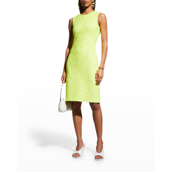 St. John Sparkle Slub Knit Yellow Multi Sleeveless Dress, Size 6, NWT - Picture 9 of 9